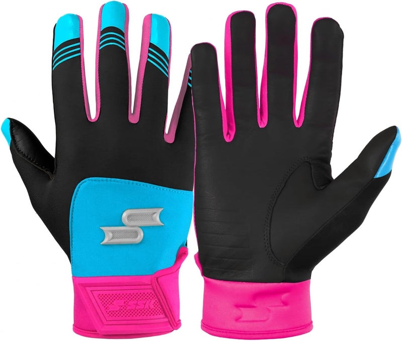 SSK X1 Color Rush Adult Baseball Batting Gloves - Durable Cabretta Leather Palm - 11 Colorways - Image 1